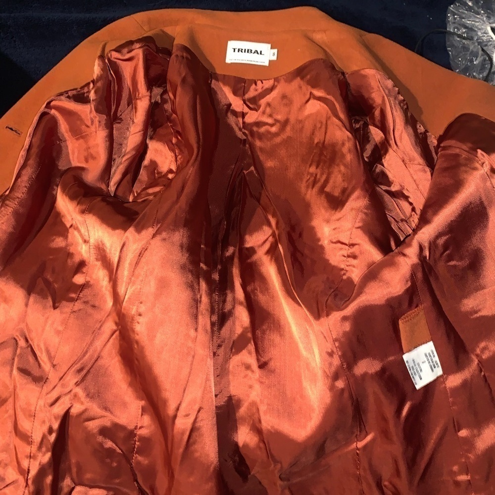 Tribal Burnt Orange wool/cashmere blend Blazer Women’s size 8 - Picture 8 of 9